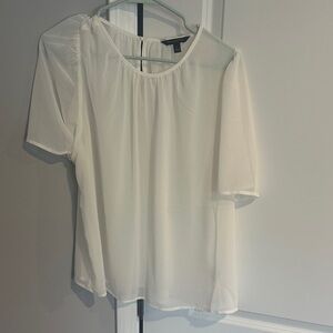 Banana Republic White Semi-Sheer Chiffon Short-Sleeve Blouse